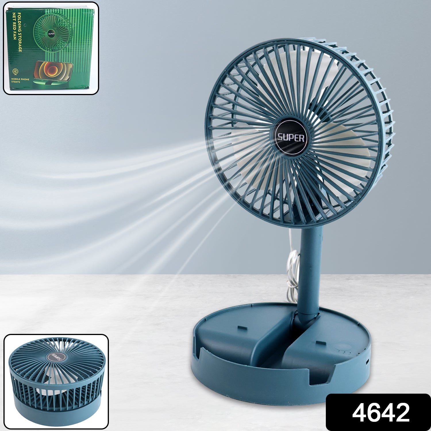 Telescopic Electric Desktop Fan Height Adjustable Foldable Portable For Travelcarry Silent Table Top Personal Fan For Bedside Office Table (Battery Not Include) - Grandsell