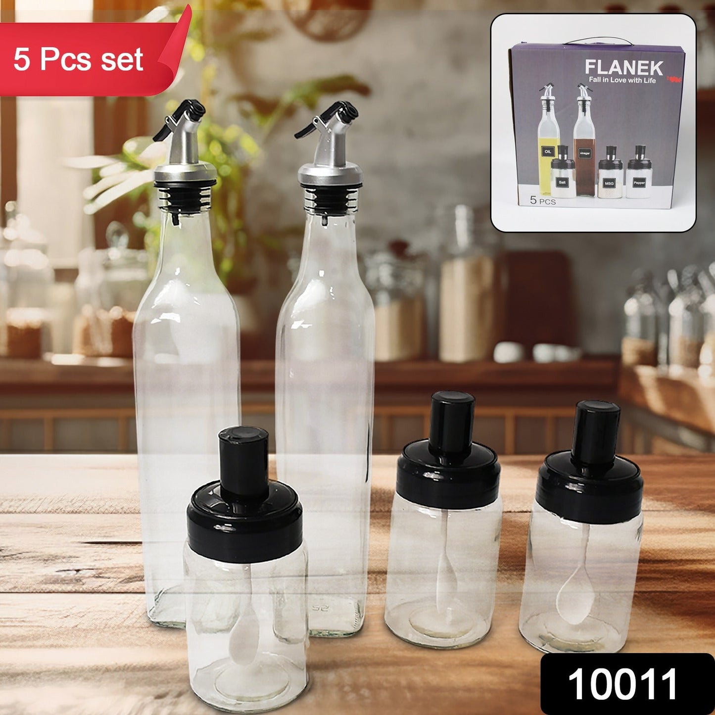 Transparent Glass oil Dispenser 500 Ml Bottle Set Of 2 Spice Jar 250 Ml Set Of 3 Oil Bottle For Kitchen - Grandsell