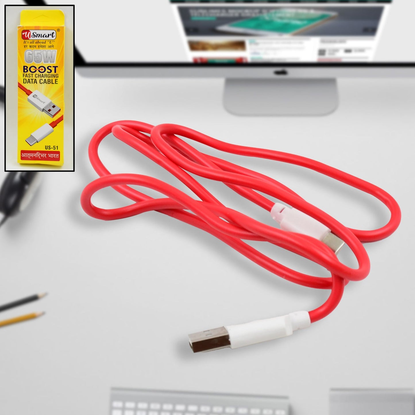 Type C Data Cable Fast Charging Data Cable (1000 Mm 65w 1 Pc) - Grandsell