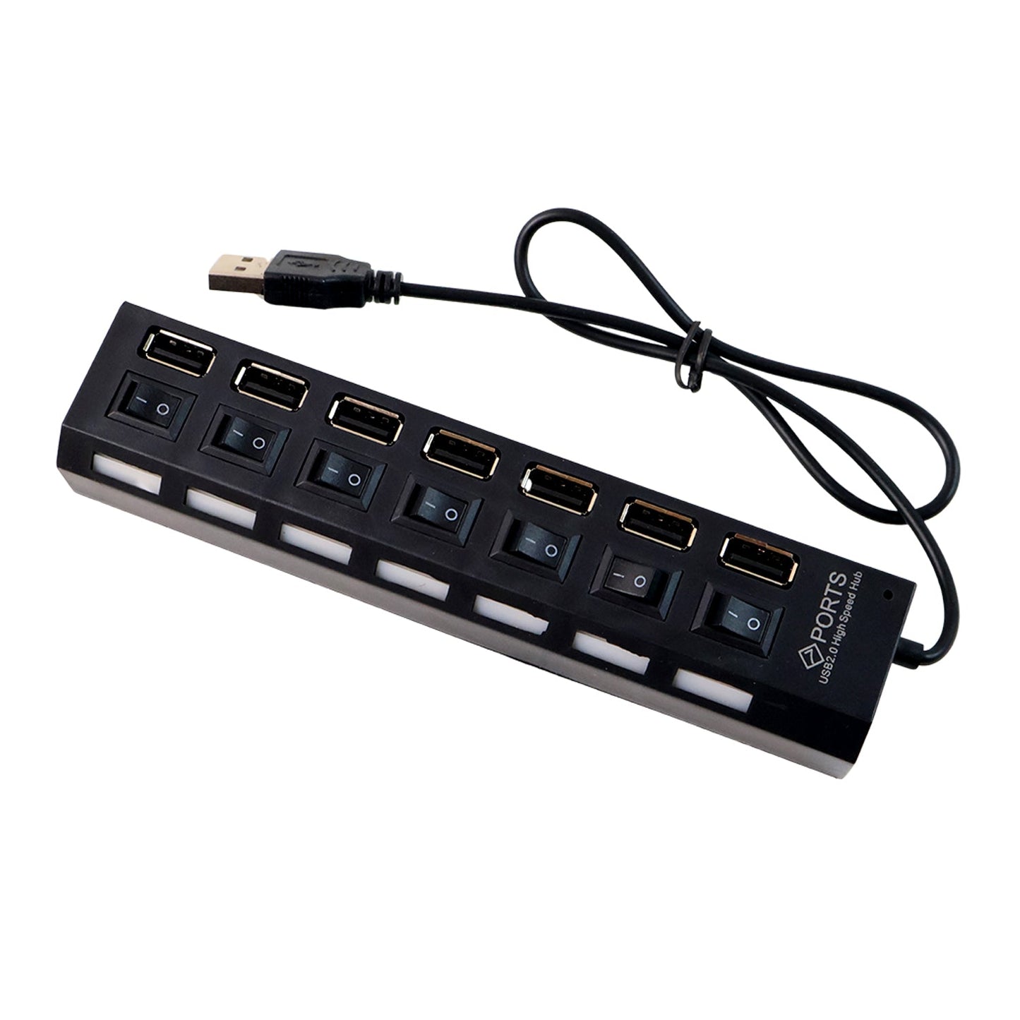 Usb Splitter Multi Port Usb 2.0 Hub 7 Port With Independent Onoff Switch And Led Indicators Usb A Port Data Hub Suitable For Pc Computer Keyboard Laptop Mobile Hdd Flash Drive Camera Etc - Grandsell