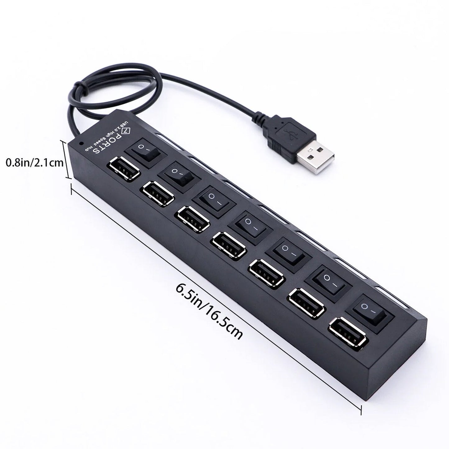 Usb Splitter Multi Port Usb 2.0 Hub 7 Port With Independent Onoff Switch And Led Indicators Usb A Port Data Hub Suitable For Pc Computer Keyboard Laptop Mobile Hdd Flash Drive Camera Etc - Grandsell
