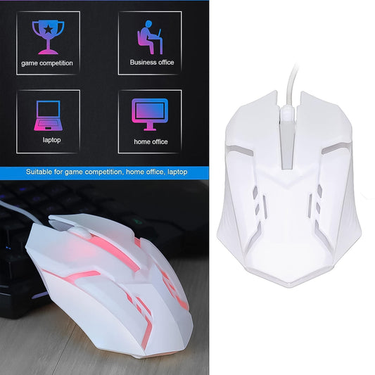 Usb Wired Mouse Gaming Mouse Colorful Lighting Luminous (1 Pc Wihte) - Grandsell
