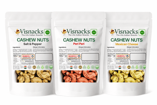 Visnacks Cashew Nuts – Salt & Pepper, Peri Peri & Mexican Cheese Seasoning - Grandsell